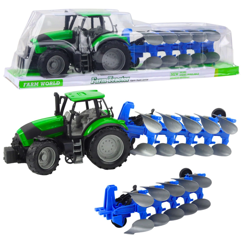 Traktor s pluhem zelený 50 cm