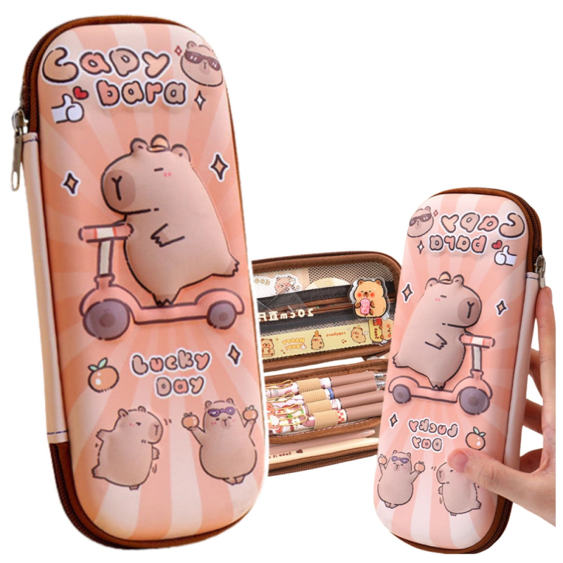 Příruční školní penál Kapybara na koloběžce 23cm