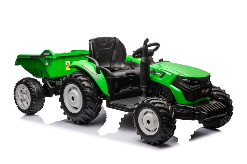 Traktor na akumulátor s přívěsem 24V světle zelený