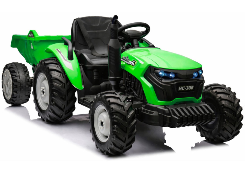 Traktor na akumulátor s přívěsem 24V světle zelený