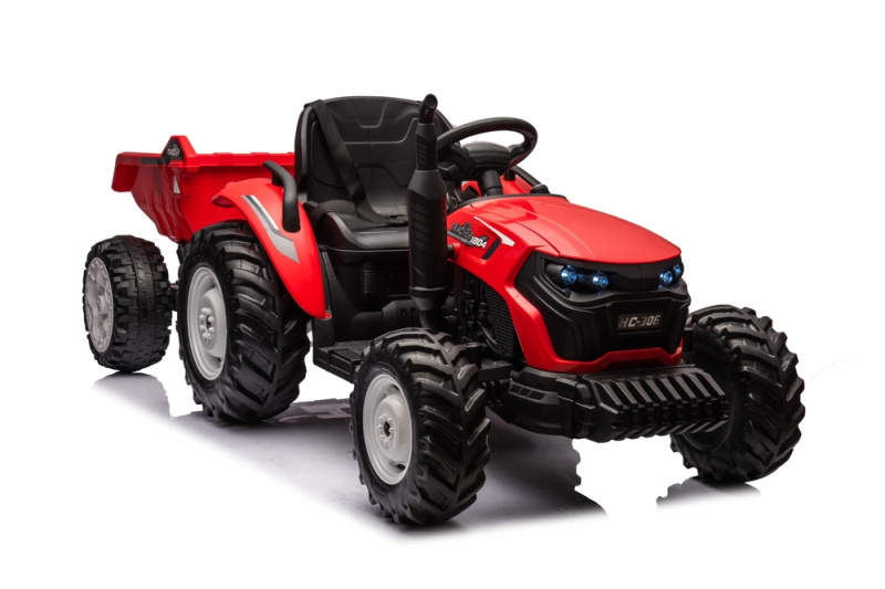 Traktor na akumulátor HC-306 červený s přívěsem 24V