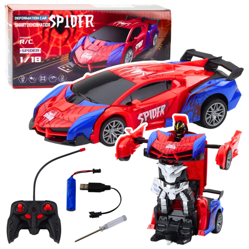 Závodní Auto a Robot Spider Dálkové Ovládání 2v1