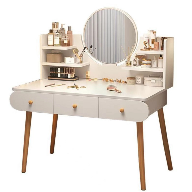 Kosmetický toaletní stolek s zrcadlem a třemi zásuvkami bílý 100x40x120cm