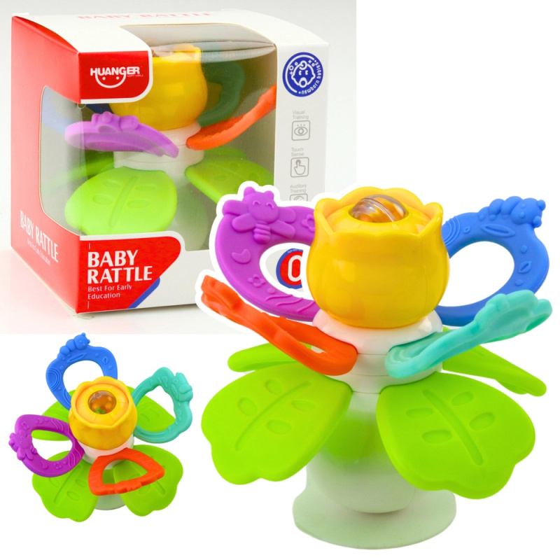 Dětská senzorická hračka Květ s otočnou částí a přísavkou