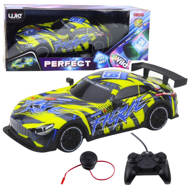 RC závodní auto se svítící karoserií – žluté