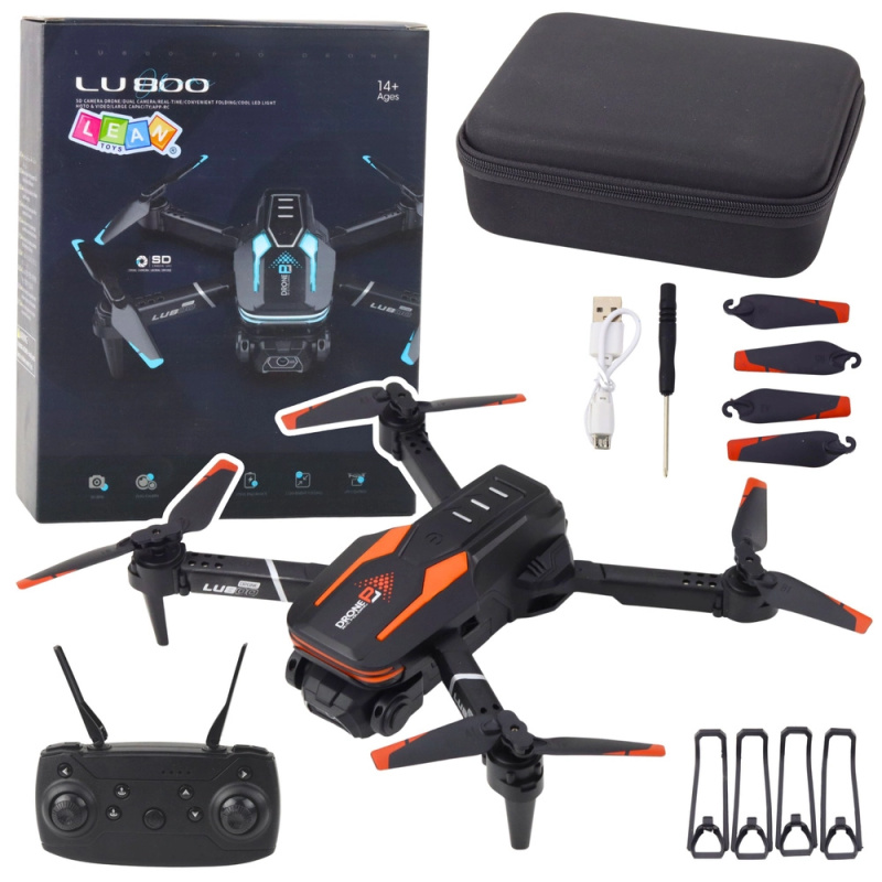 Dron s kamerou LU800 s LED světly - oranžový