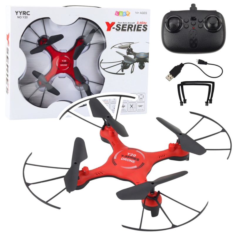Dron s LED efekty červený
