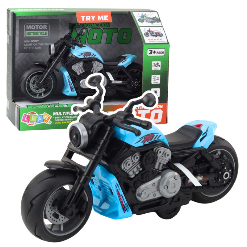 Modrý dětský motocykl s LED světly a zvuky