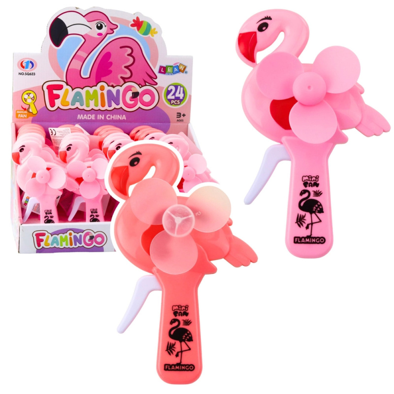 Ruční větráček flamingo – růžový