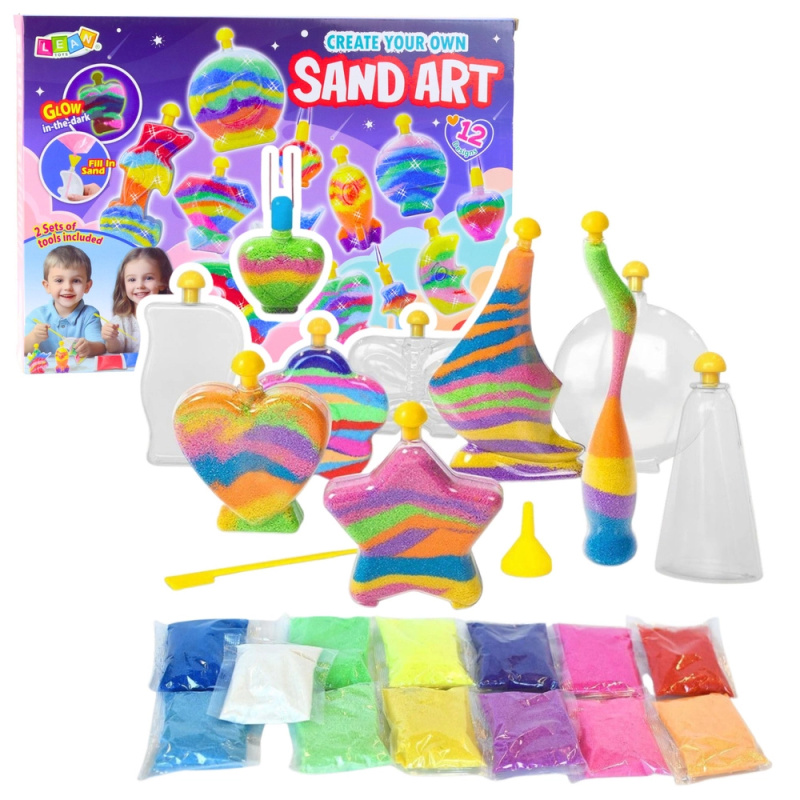 kreativní sada sand art – barevný a fluorescenční písek pro výrobu dekorací