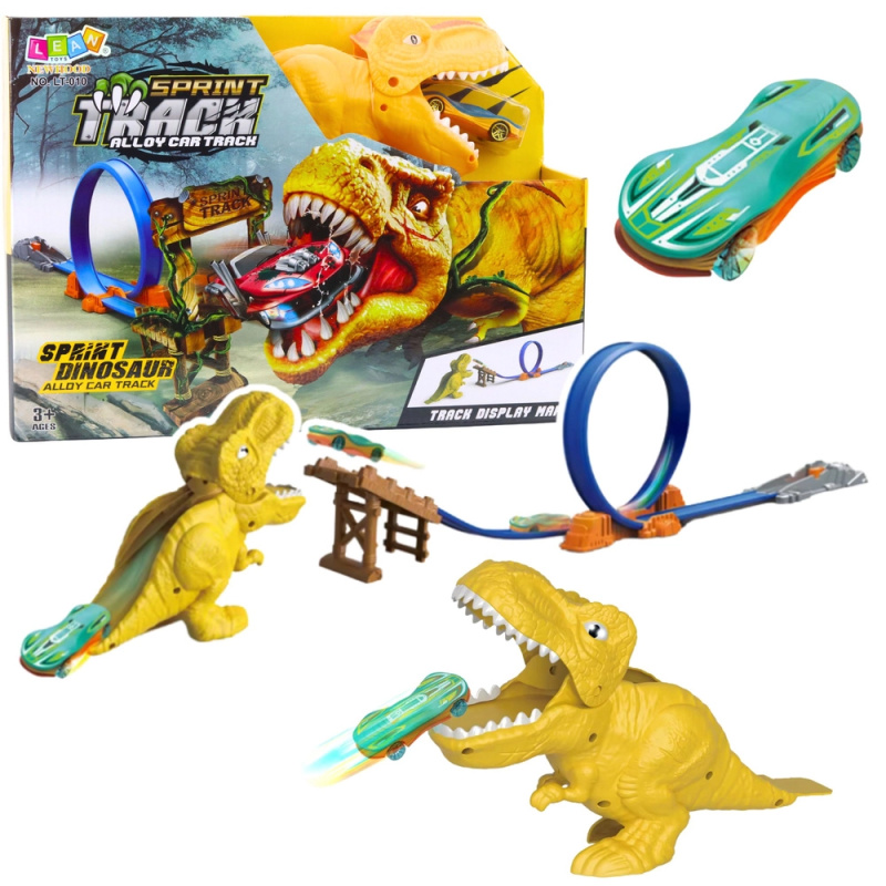 Autodráha s katapultem a motivem dinosaura