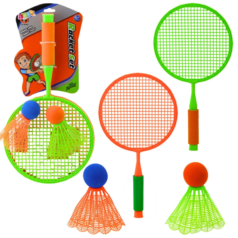 Sada na badminton pro děti - 2 rakety a 2 velké míčky