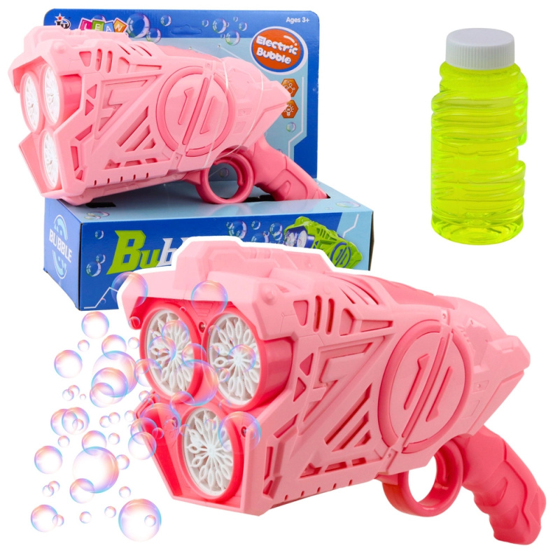 Pistole na mýdlové bubliny se světly LED růžový