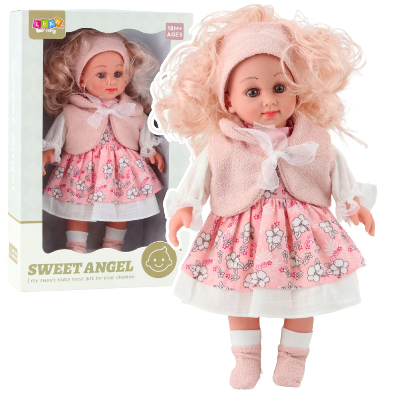 Panenka Sweet Angel v růžových květinových šatech 36 cm