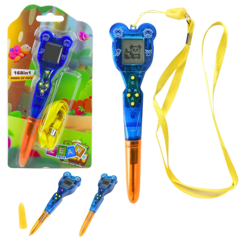 Elektronické pero s mini konzolí 168 v 1 se šňůrkou, oranžovo‑modré