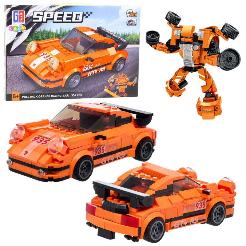 Stavebnice Auto Robot 2v1 Oranžové 354 dílků