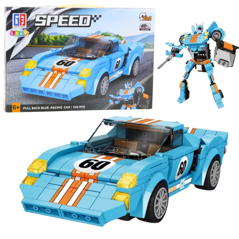 Stavebnice Auto Robot 2v1 Oranžovo-Modrý Pohon 336 dílků