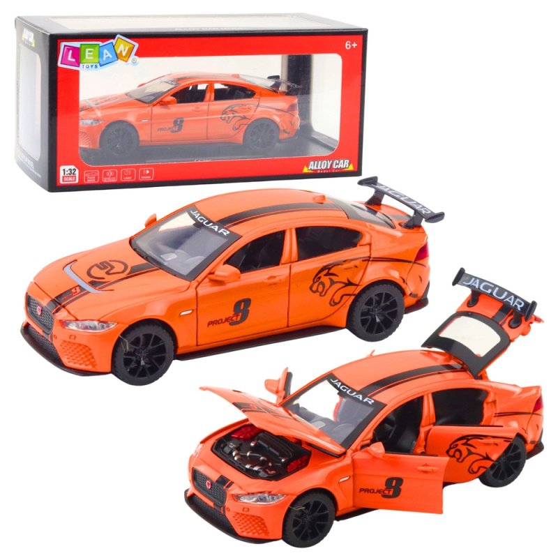 Kovový model JAGUAR s osvětlením a zvuky, oranžový