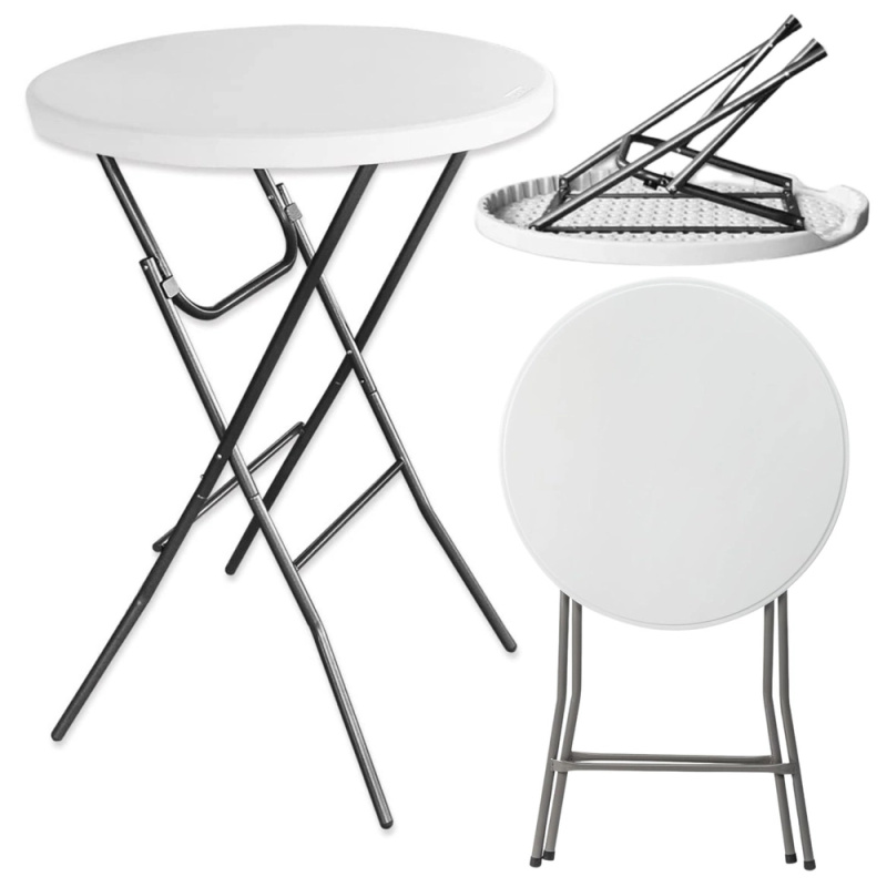 Skládací cateringový stůl kulatý bílý 80cm