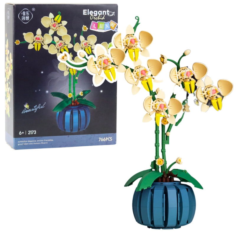 Stavebnice Orchidej V Květináči Žlutá 766 ks