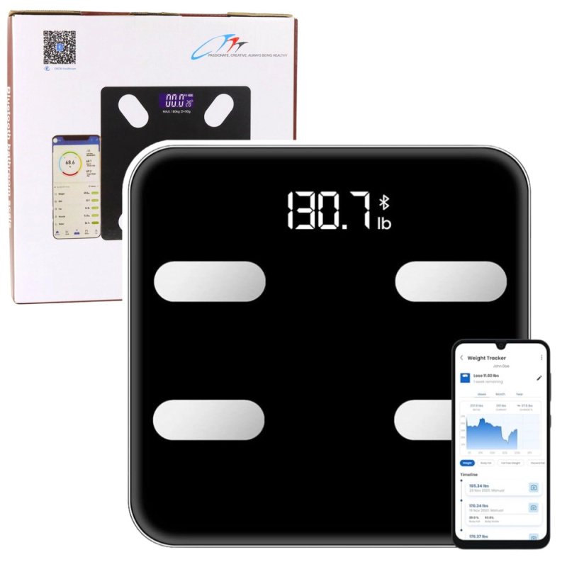Chytrá osobní váha s Bluetooth, měřením BMI/BMR a aplikací