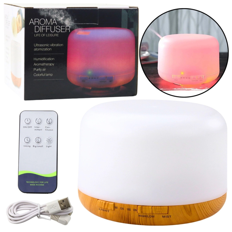 Ultrazvukový aroma difuzér a zvlhčovač vzduchu 300 ml s LED a dálkovým ovládáním