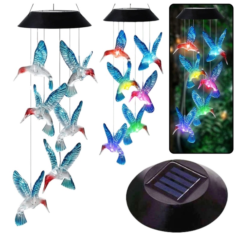 Solární LED zahradní zvonky Kolibříci