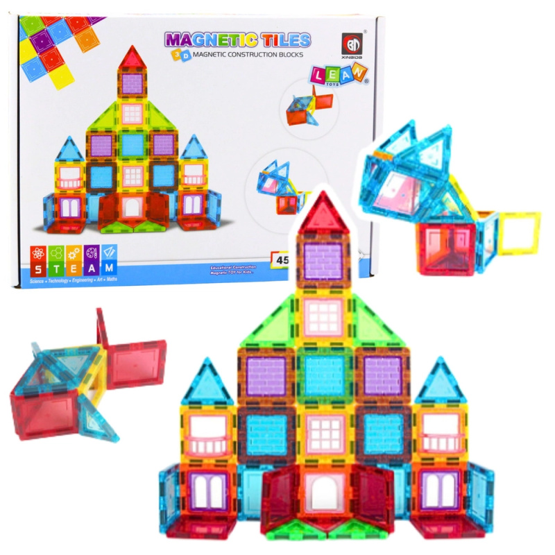 Magnetické 3D stavebnice – vzdělávací sada 45 dílků