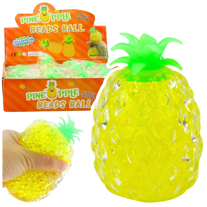 Antistresový mačkánek ananas se žlutými hydrogelovými kuličkami