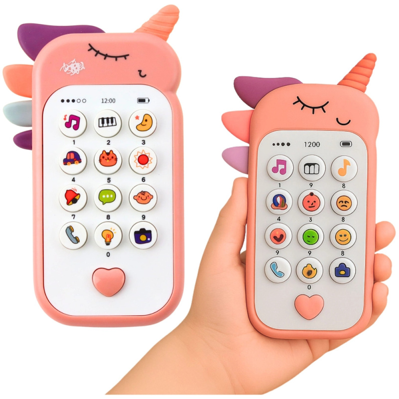 Dětský interaktivní telefon jednorožec – růžový