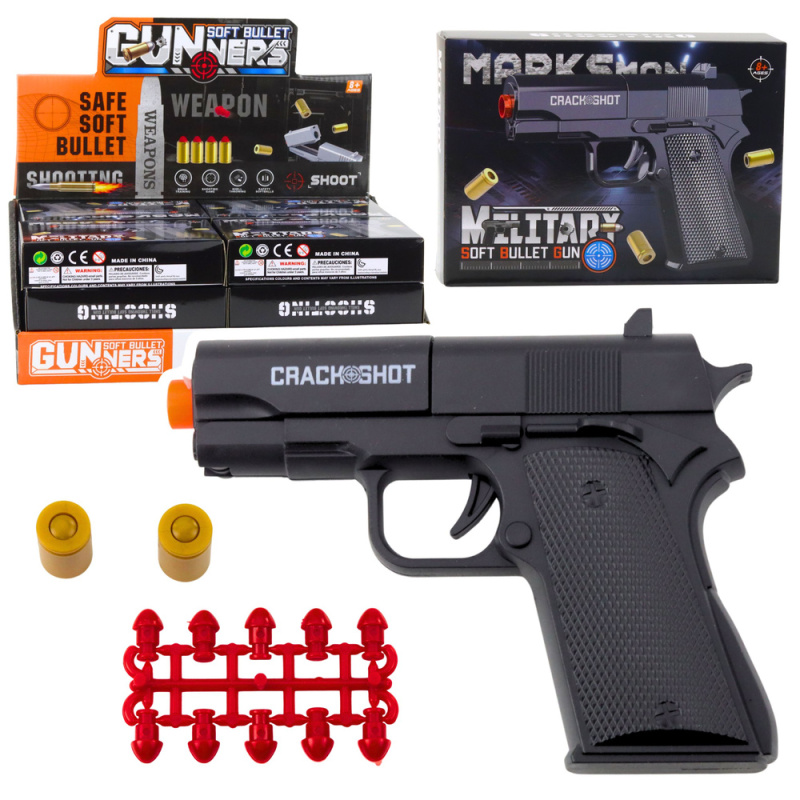 Mini pistole WARFARE na náboje a nábojnice, černá 13,5 cm