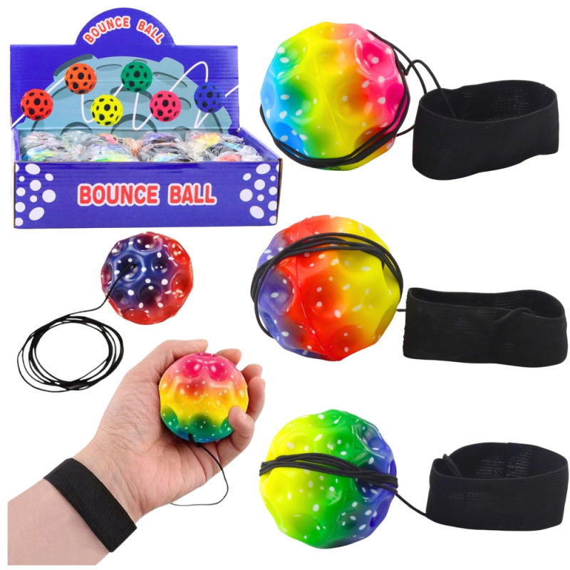 Tréninkový míček na gumičce s páskem – reflexní a koordinační cvičení 6,5 cm