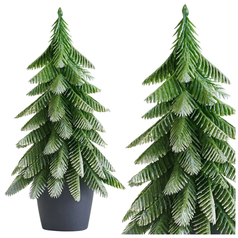 Dekorativní umělý vánoční stromeček v květináči, stříbrné zdobení 22 × 10 cm