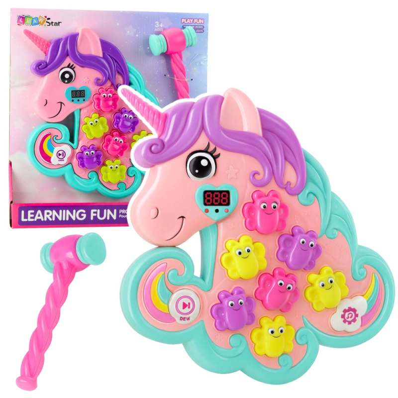 Interaktivní hra s kladívkem jednorožec – whac-a-mole se světly a zvuky