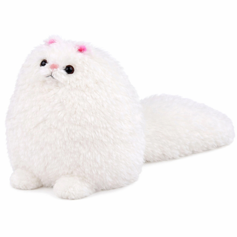 Plyšová kočka s dlouhým ocasem, bílá 30 x 30 cm