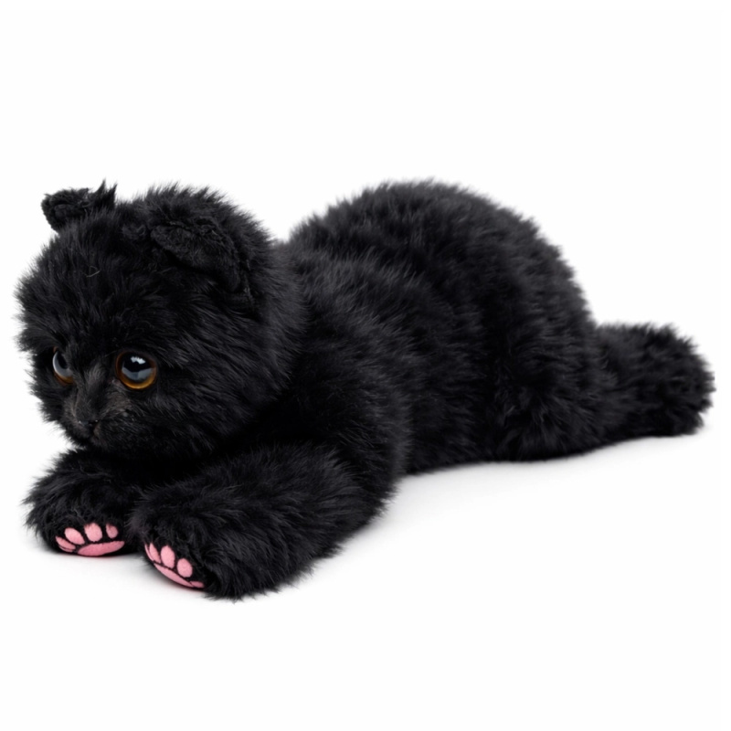 Plyšová kočka ležící černá 38 cm