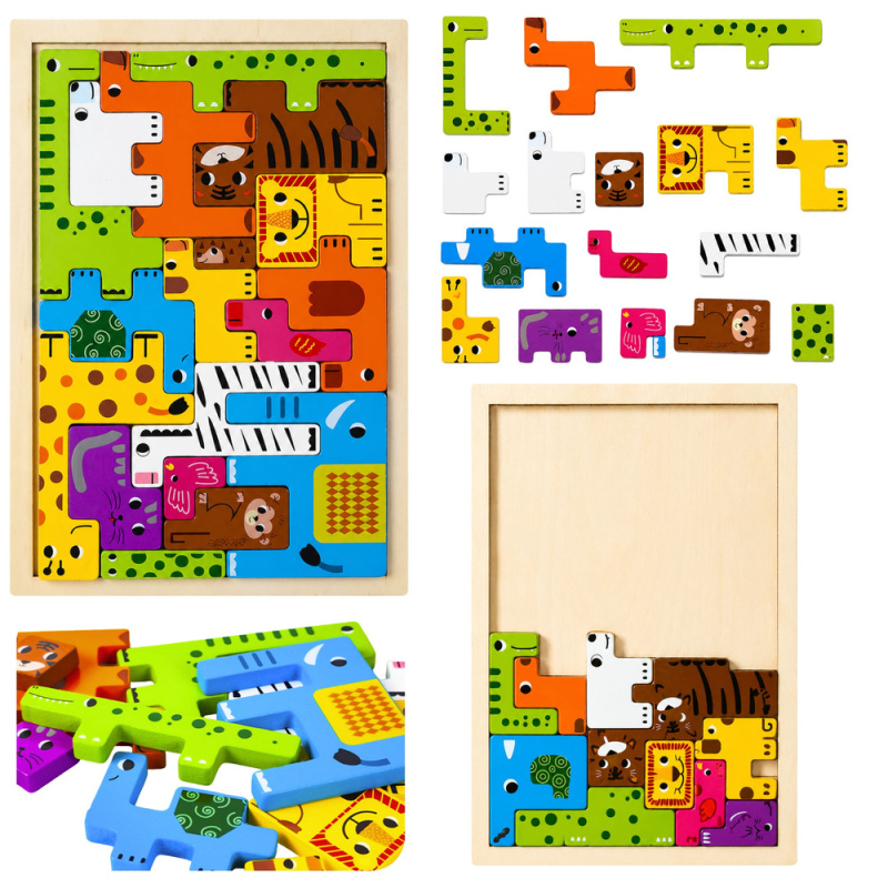 Dřevěné puzzle se zvířátky 20 dílků