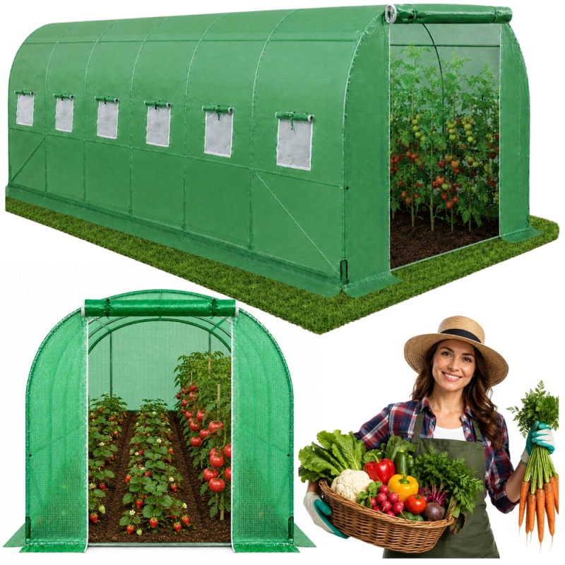 Zahradní fóliový tunel PRO 10 × 3 × 2 m (30 m²) s UV12, ocelová konstrukce 25 mm