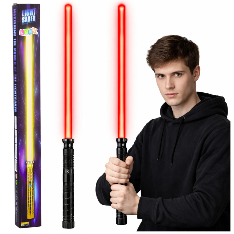 Světelný LED meč s kovovou rukojetí 75 cm se zvukem