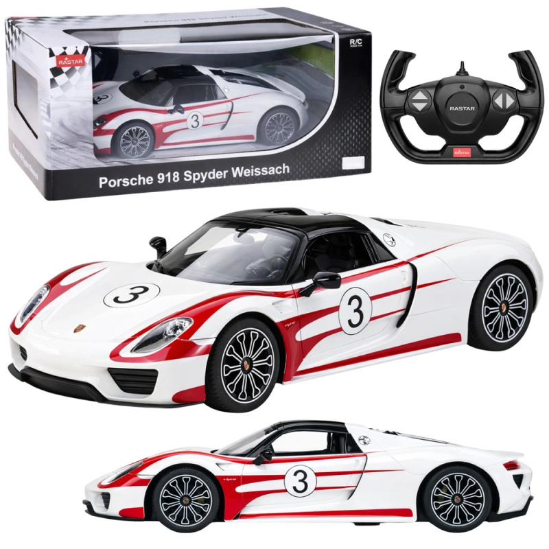 RC auto Porsche 918 Spyder Weissach 1:14 bílá – Rastar