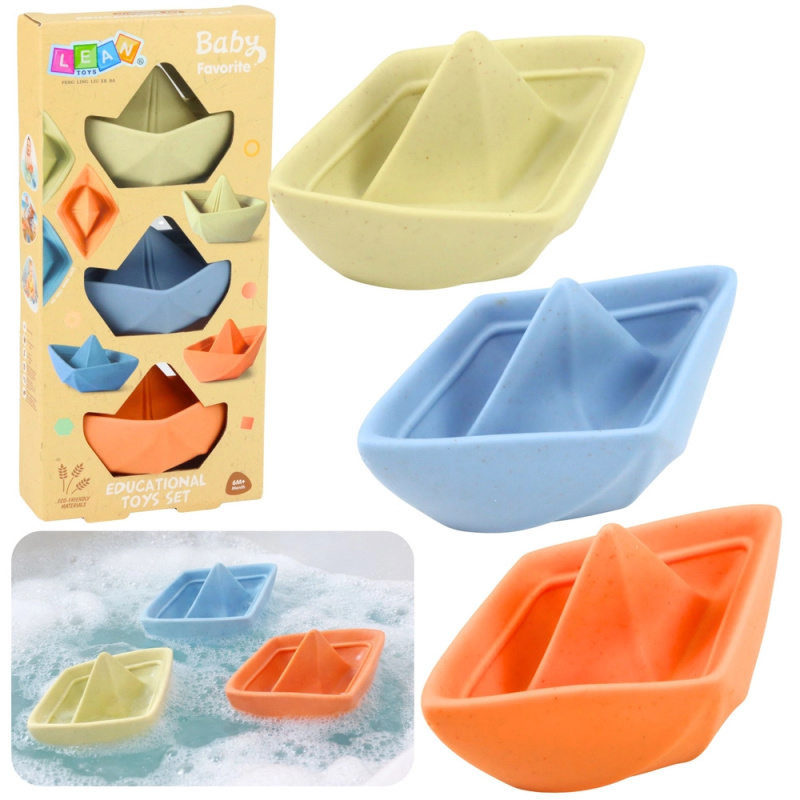 Sada gumových lodiček do koupele pro miminka, pastelové, 3 ks