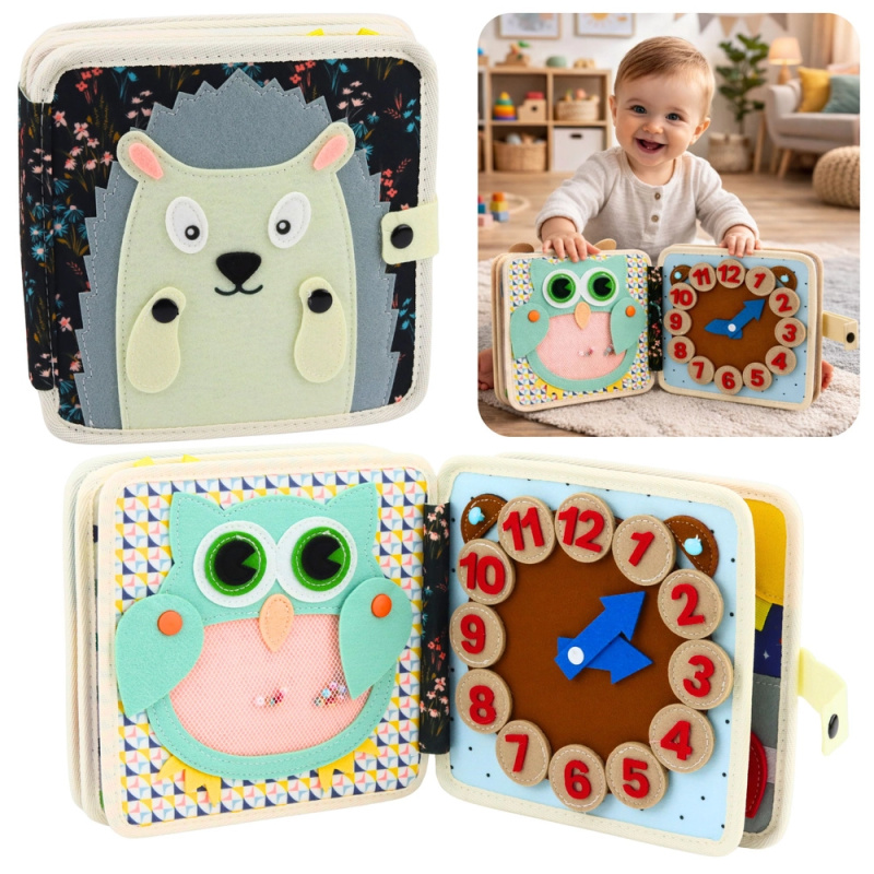 Textilní smyslová knížka z filcu Ježek – tichá kniha pro nejmenší