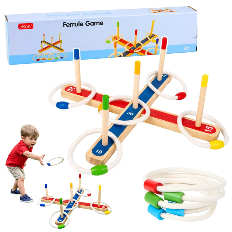 Dřevěná házecí hra s kroužky pro celou rodinu se skóre