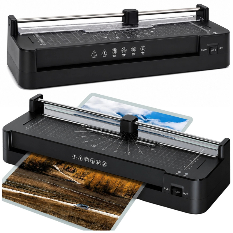 Laminátor A3 3v1 s řezačkou a funkcí hot/cold laminace, černý