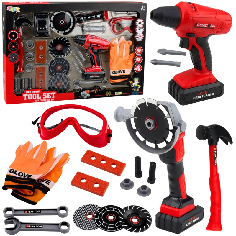 Velká dětská sada nářadí s aku vrtačkou a bruskou, 28 dílů