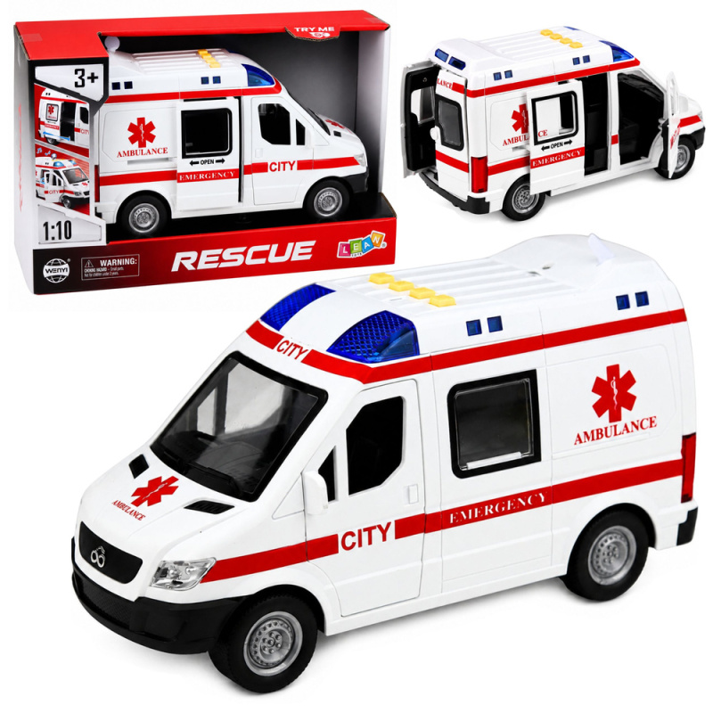 Tomido Karetka Pogotowia Ambulans Nosze Napęd Światła Dźwięki Biała 1:10