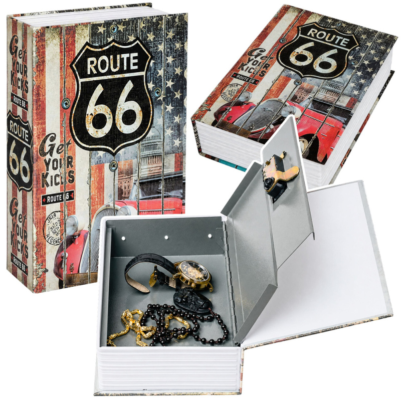 Sejf ve tvaru knihy na klíč Route 66