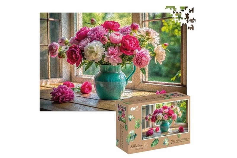 Milliwood dřevěné puzzle XXL kvetoucí okno 500 dílků