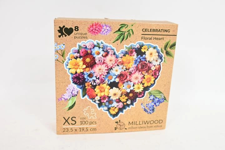 Milliwood dřevěné puzzle květinové srdce celebrating