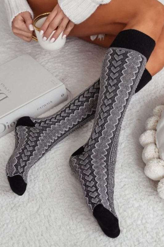 Dámské ažurové podkolenky se vzorem srdcí 0330.003 černá 37-41